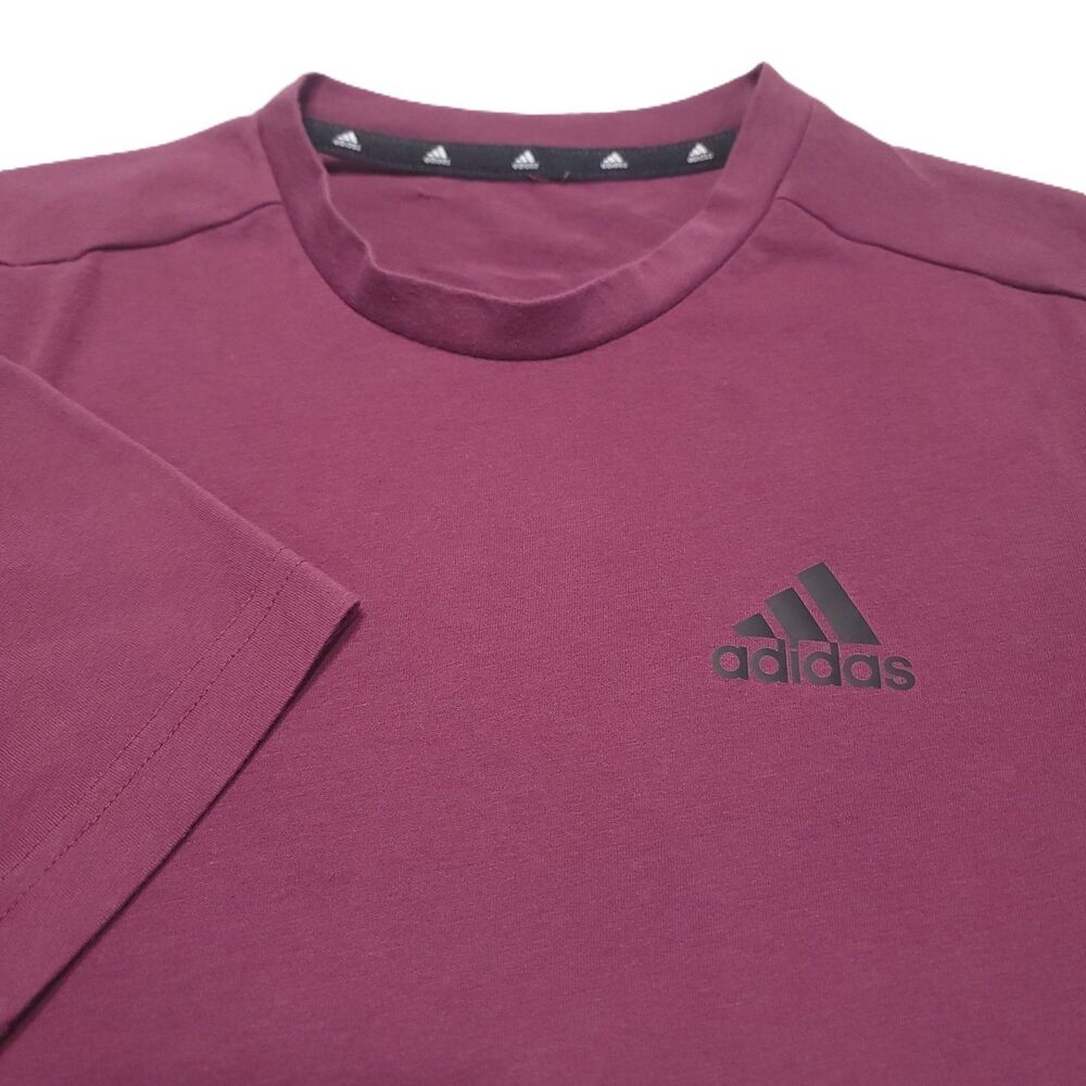 Adidas Aeroready T Shirt Mens M* Short Sleeve Burgundy Logo Athletic Tee